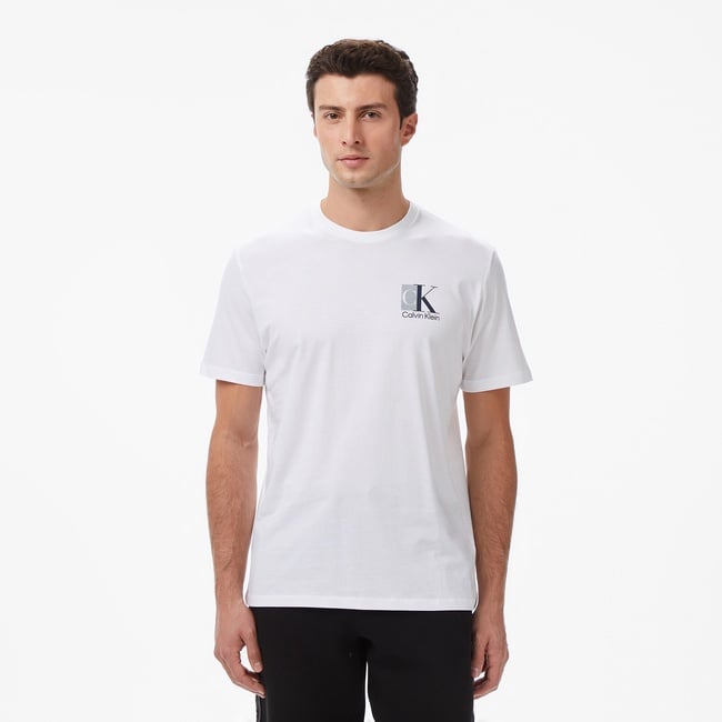  Calvin Klein Abstract Graphic Erkek Beyaz T-Shirt