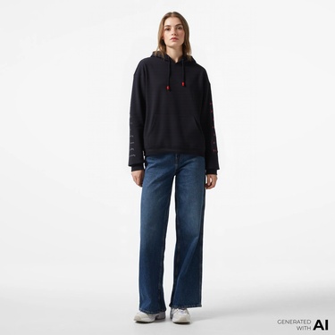  UNITED4 x Monkey Project 7 Rules Unisex Siyah Sweatshirt