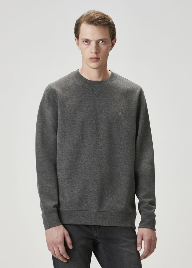  Beymen Club Erkek Gri Melanj Basic Sweatshirt