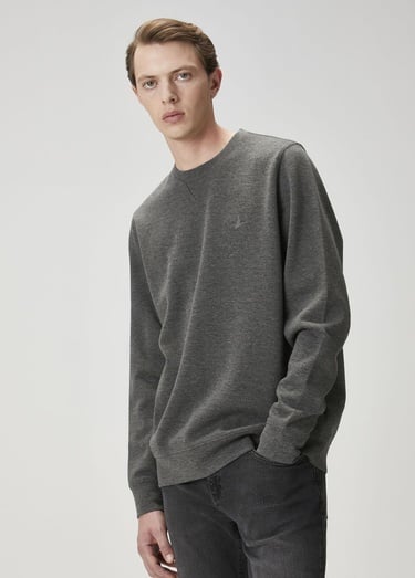  Beymen Club Erkek Gri Melanj Basic Sweatshirt