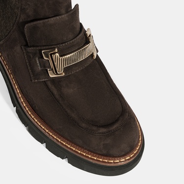  Luca Grossi Kadın Kahve Toka Detaylı Süet Chelsea Bot