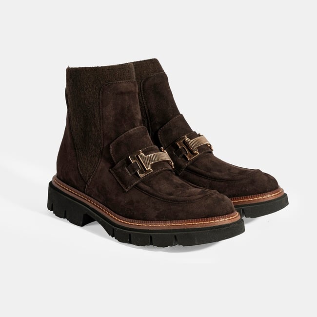  Luca Grossi Kadın Kahve Toka Detaylı Süet Chelsea Bot