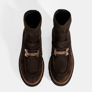  Luca Grossi Kadın Kahve Toka Detaylı Süet Chelsea Bot