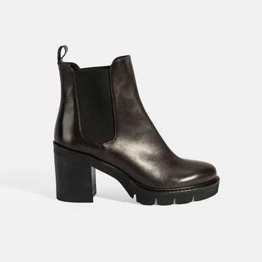  Luca Grossi Kadın Kahve Kalın Topuklu Deri Chelsea Bot