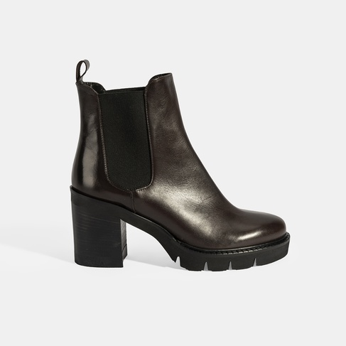  Luca Grossi Kadın Kahve Kalın Topuklu Deri Chelsea Bot