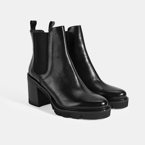  Luca Grossi Kadın Siyah Kalın Topuklu Deri Chelsea Bot