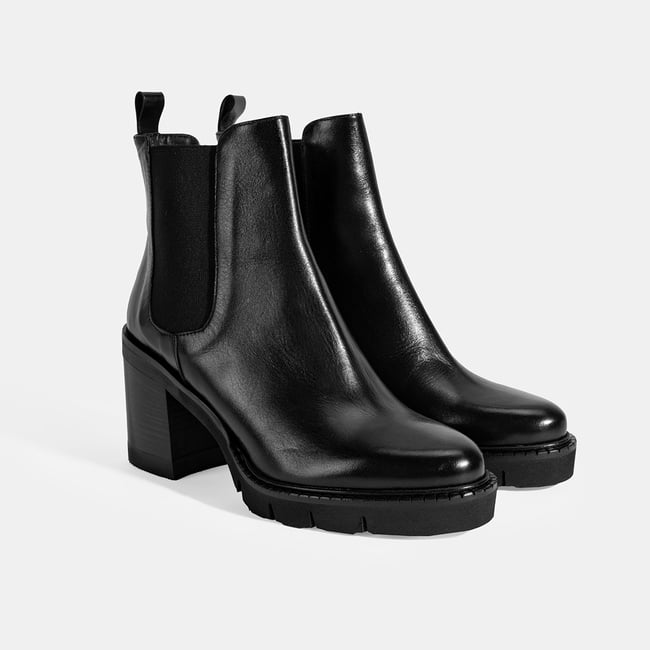  Luca Grossi Kadın Siyah Kalın Topuklu Deri Chelsea Bot