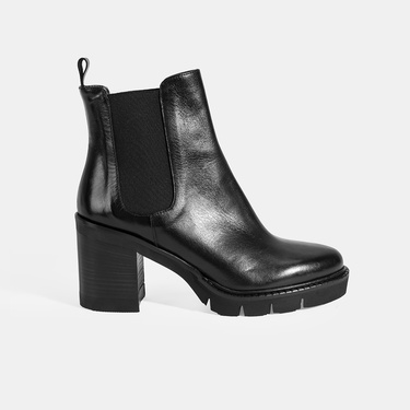  Luca Grossi Kadın Siyah Kalın Topuklu Deri Chelsea Bot