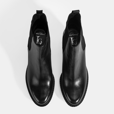  Luca Grossi Kadın Siyah Kalın Topuklu Deri Chelsea Bot