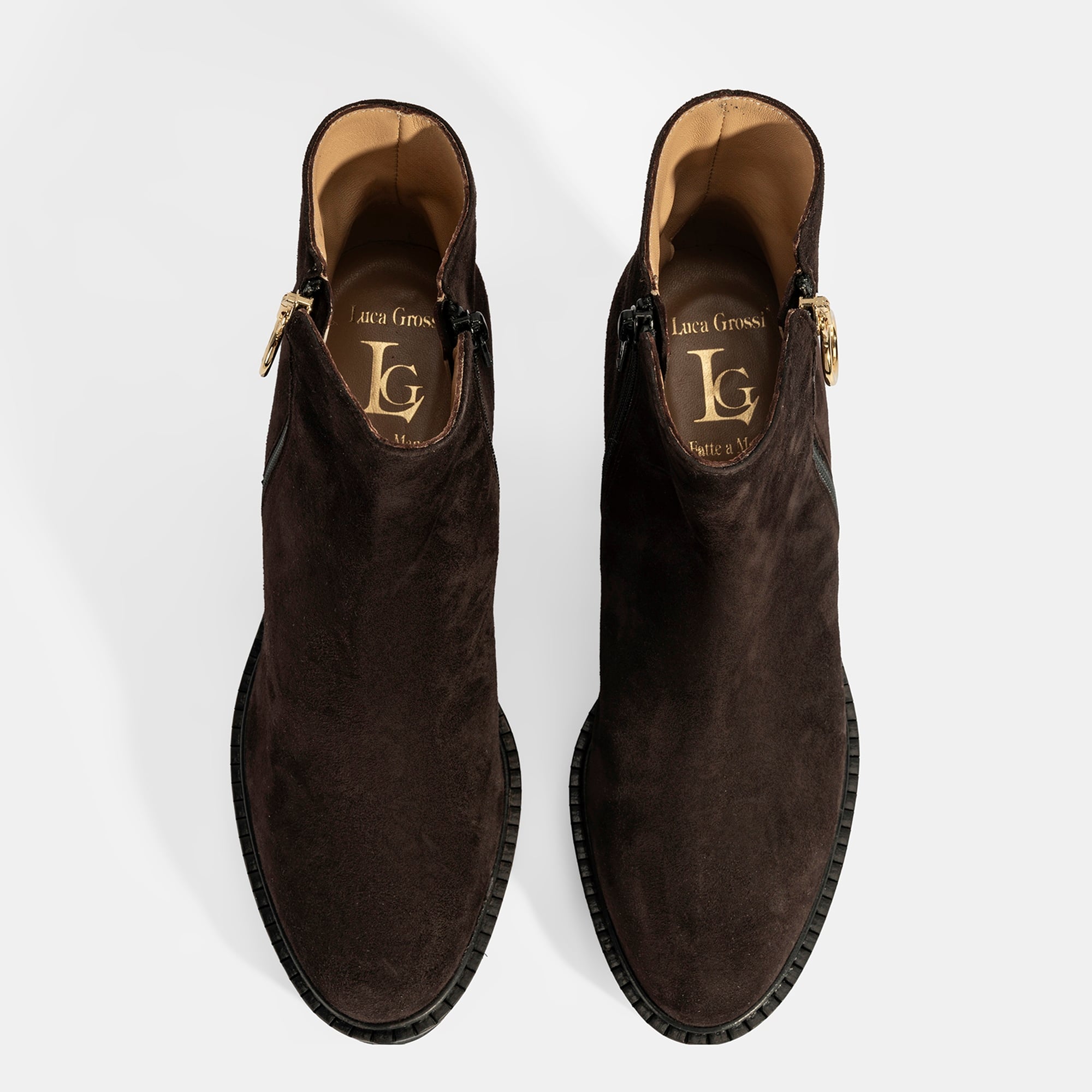 Luca Grossi Kadın Kahve Fermuarlı Kalın Topuklu Süet Bot
