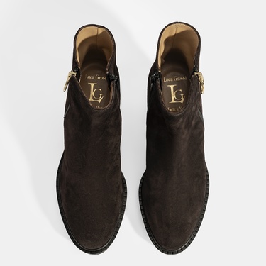  Luca Grossi Kadın Kahve Fermuarlı Kalın Topuklu Süet Bot