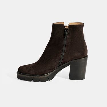  Luca Grossi Kadın Kahve Fermuarlı Kalın Topuklu Süet Bot