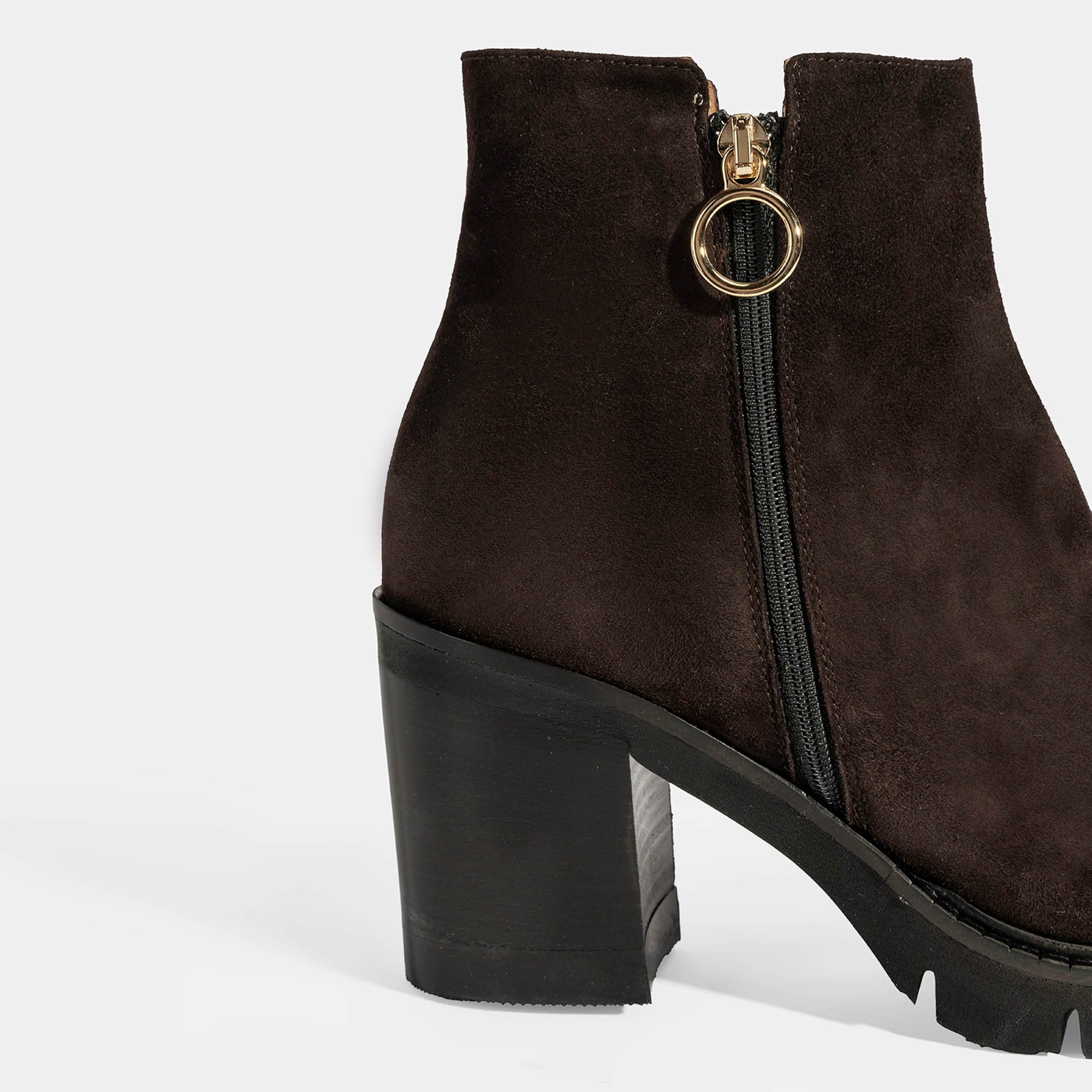 Luca Grossi Kadın Kahve Fermuarlı Kalın Topuklu Süet Bot