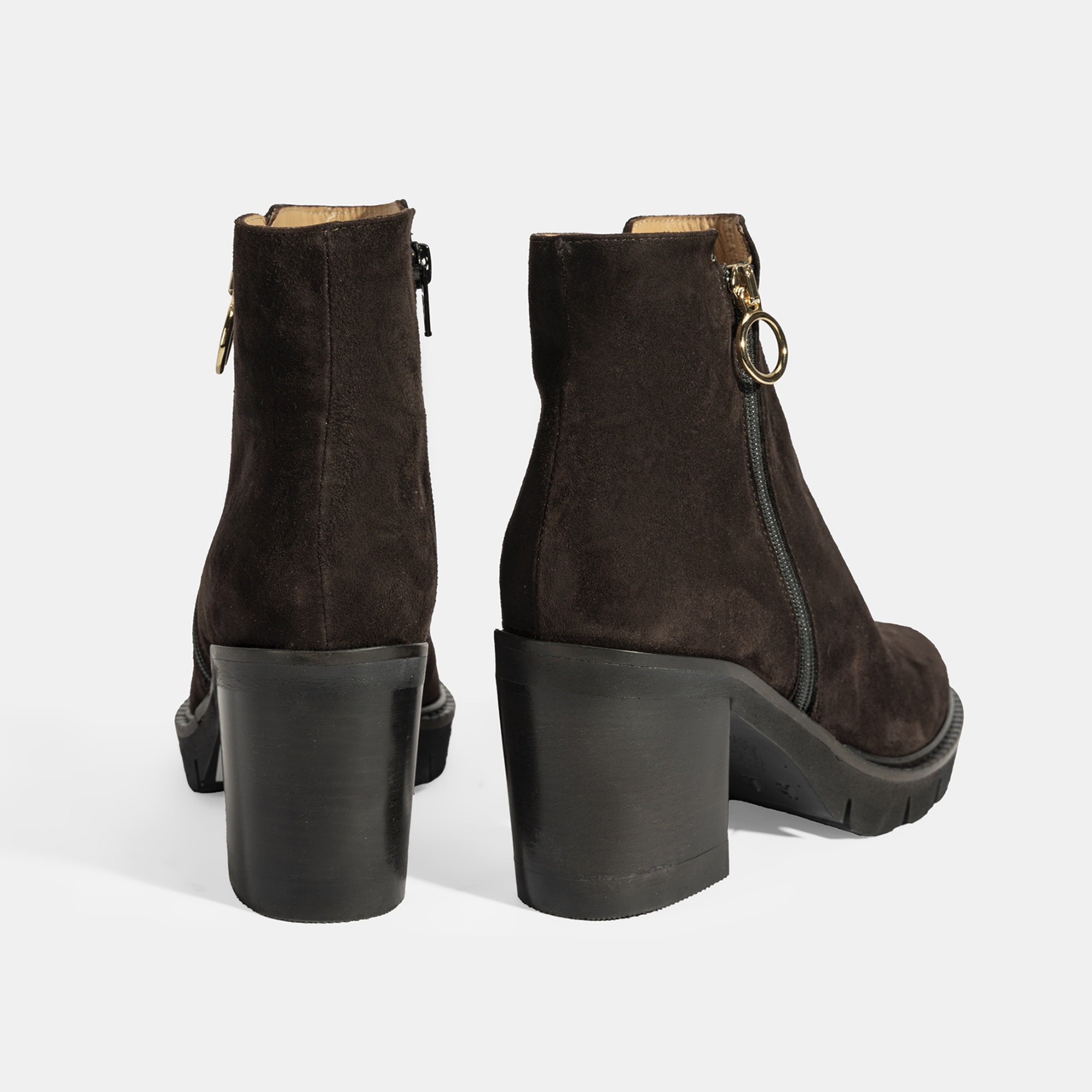 Luca Grossi Kadın Kahve Fermuarlı Kalın Topuklu Süet Bot