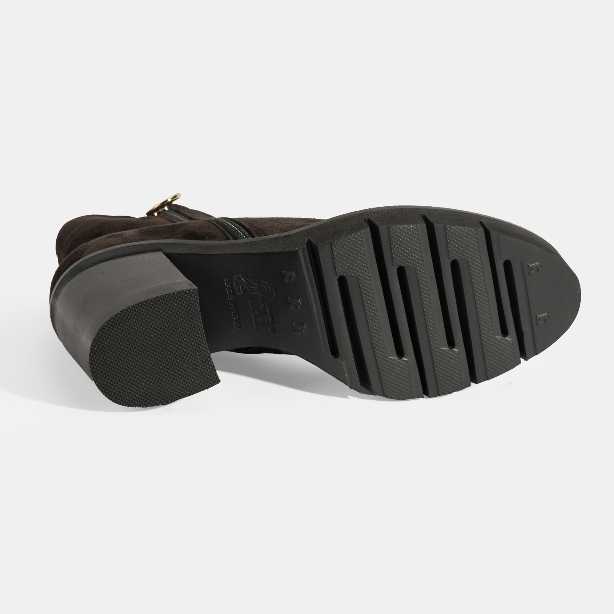 Luca Grossi Kadın Kahve Fermuarlı Kalın Topuklu Süet Bot