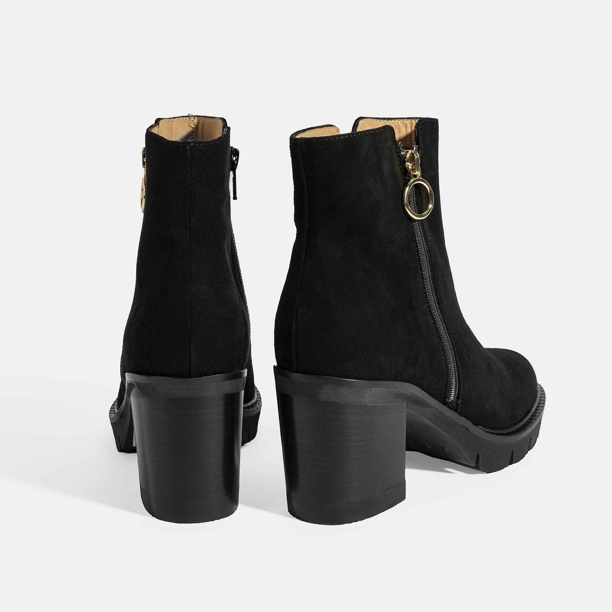 Luca Grossi Kadın Siyah Fermuarlı Kalın Topuklu Süet Bot