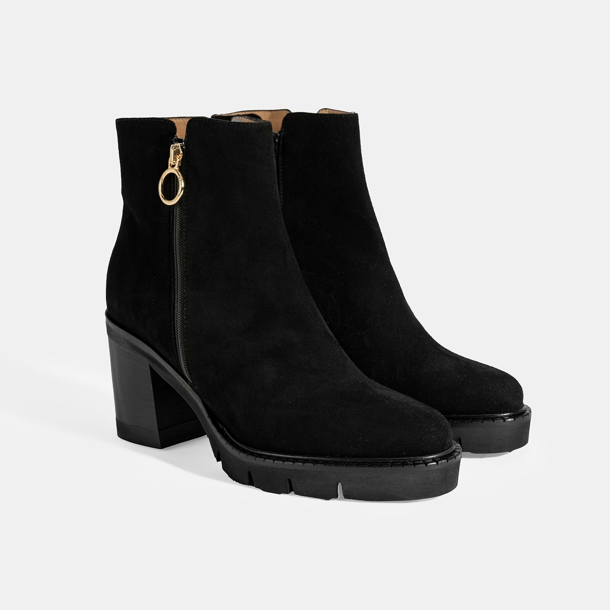 Luca Grossi Kadın Siyah Fermuarlı Kalın Topuklu Süet Bot