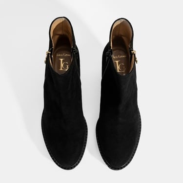  Luca Grossi Kadın Siyah Fermuarlı Kalın Topuklu Süet Bot