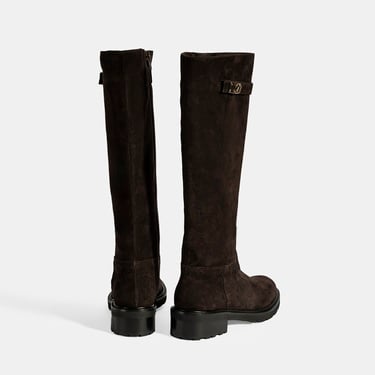  Luca Grossi Kadın Kahve Metal Kilit Detaylı Süet Çizme