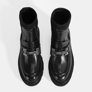  Luca Grossi Kadın Siyah Toka Detaylı Deri Chelsea Bot