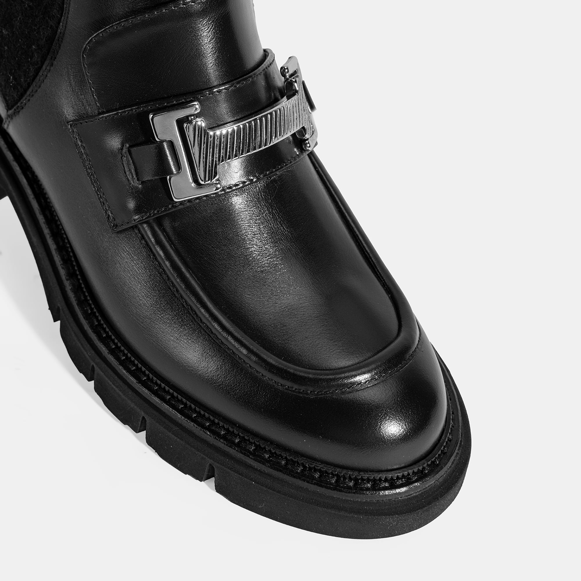 Luca Grossi Kadın Siyah Toka Detaylı Deri Chelsea Bot