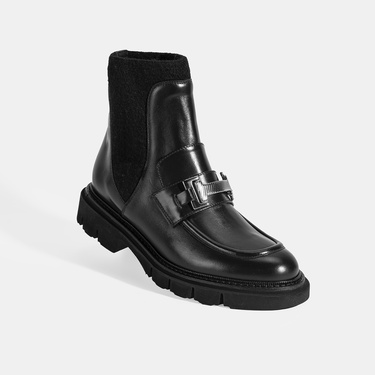  Luca Grossi Kadın Siyah Toka Detaylı Deri Chelsea Bot