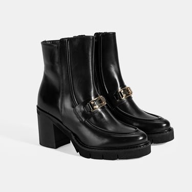  Luca Grossi Kadın Siyah Metal Kilit Detaylı Kalın Topuklu Bot