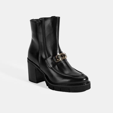  Luca Grossi Kadın Siyah Metal Kilit Detaylı Kalın Topuklu Bot