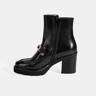  Luca Grossi Kadın Siyah Metal Kilit Detaylı Kalın Topuklu Bot