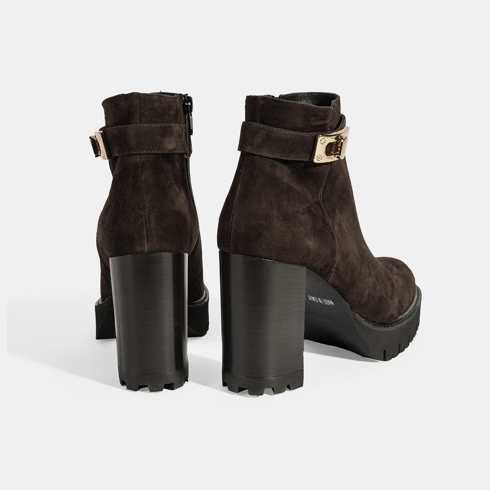 Luca Grossi Kadın Kahve Metal Kilit Detaylı Platform Topuklu Bot