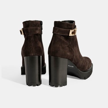  Luca Grossi Kadın Kahve Metal Kilit Detaylı Platform Topuklu Bot