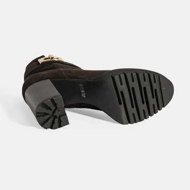  Luca Grossi Kadın Kahve Metal Kilit Detaylı Platform Topuklu Bot