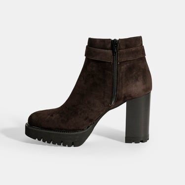  Luca Grossi Kadın Kahve Metal Kilit Detaylı Platform Topuklu Bot
