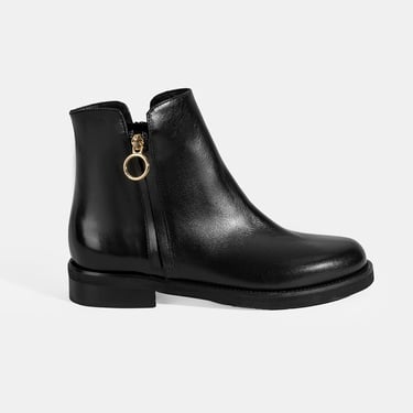  Luca Grossi Kadın Siyah Fermuarlı Deri Bot