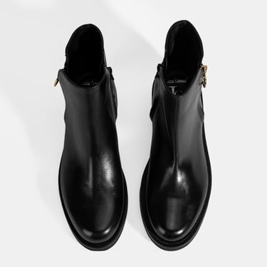  Luca Grossi Kadın Siyah Fermuarlı Deri Bot