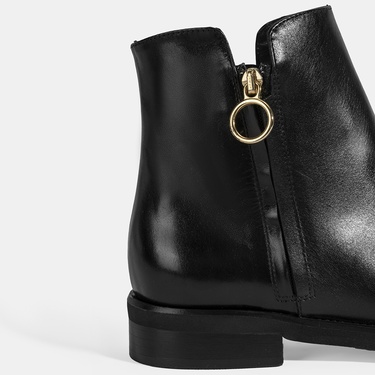  Luca Grossi Kadın Siyah Fermuarlı Deri Bot