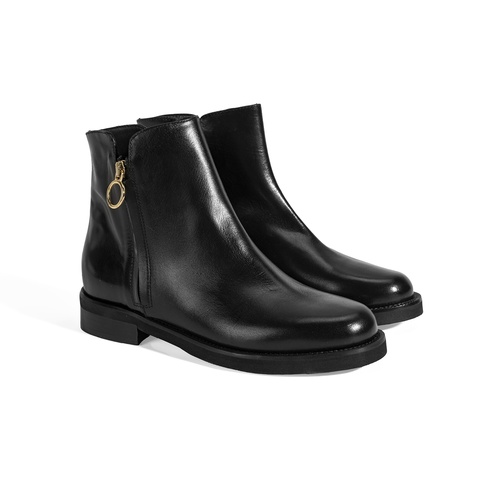  Luca Grossi Kadın Siyah Fermuarlı Deri Bot