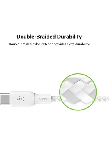  Belkin BRAIDED USBC-C 100W Kablo 2M Byz