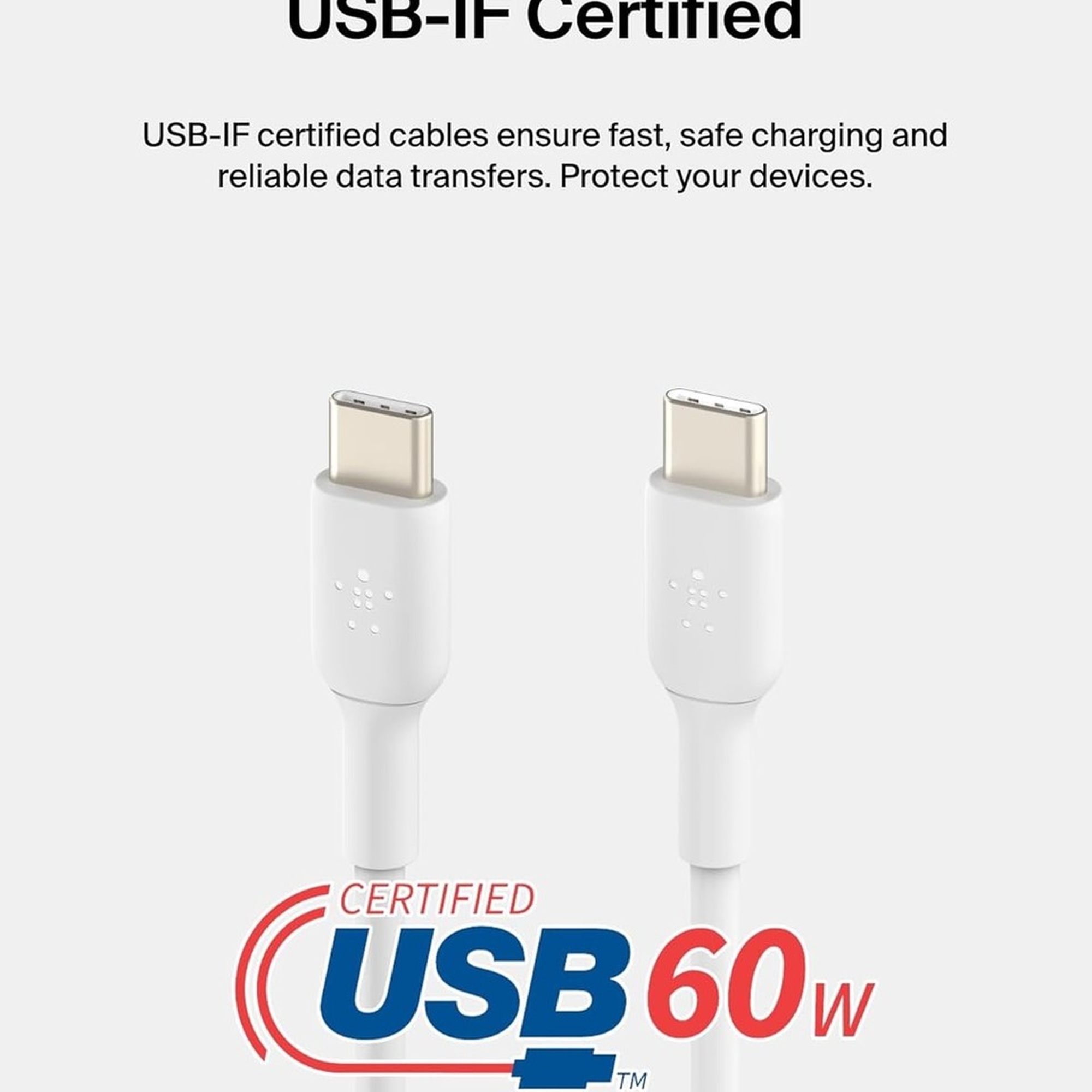 Belkin Boost Charge USB-C - USB-C Kablosu 1 m, 60w Beyaz CAB003BT1MWH