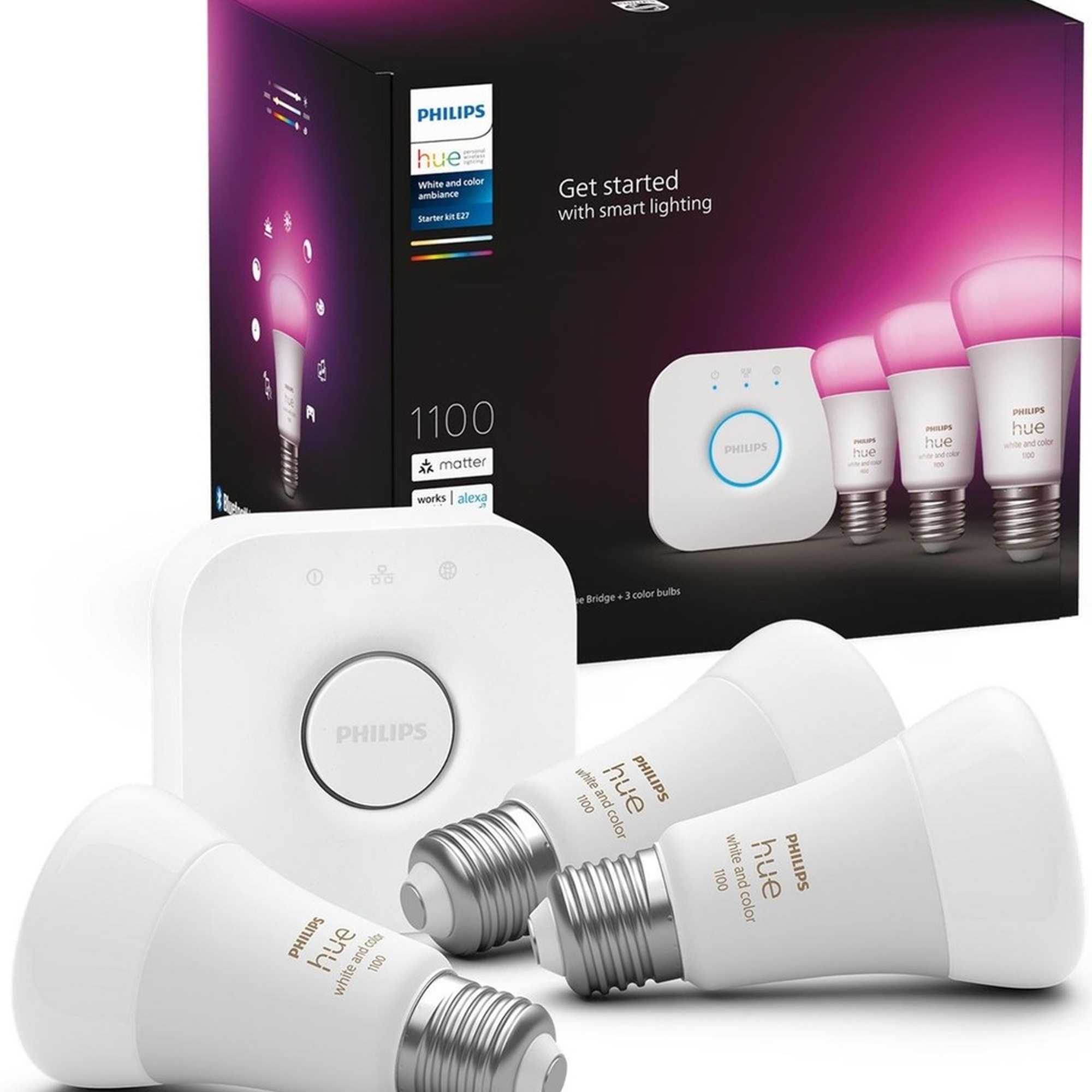 Philips Huewca 9W E27 Renkli Akıllı Ampul 3'lü Başlangıç Seti