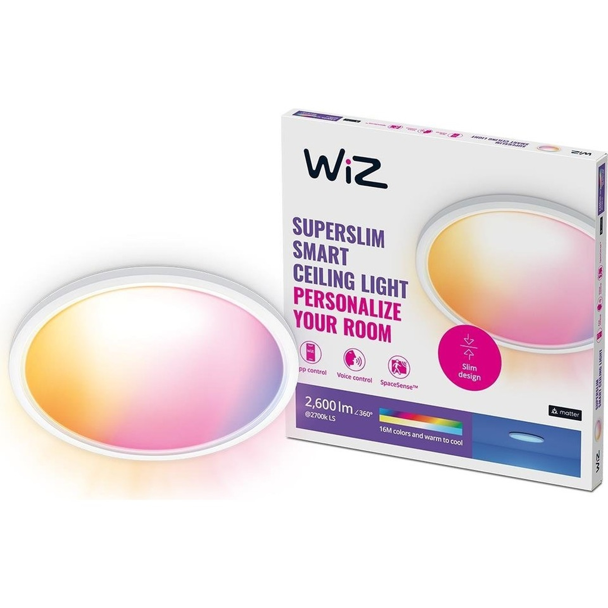 Wiz Superslim 22W Beyaz Sıva Üstü Rgb Akıllı LED Yuvarlak Panel Tavan Armatürü
