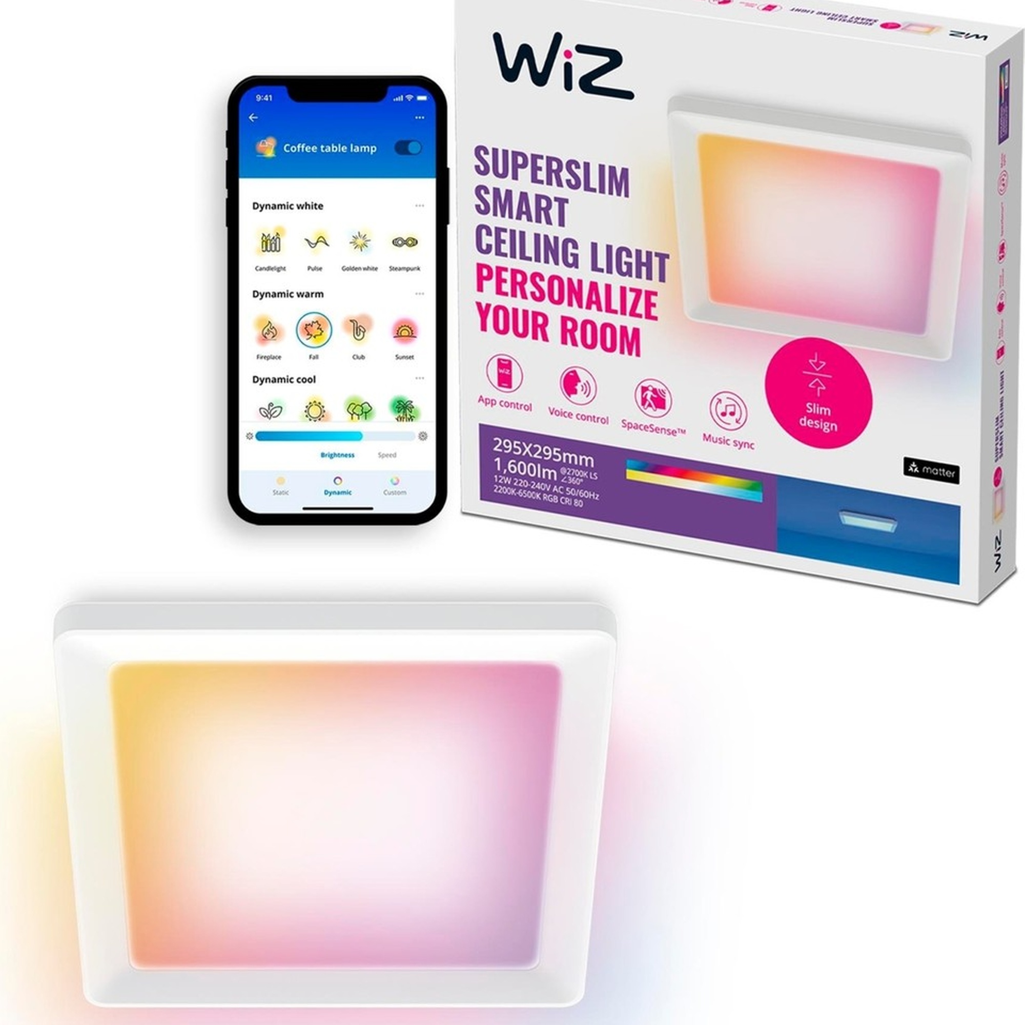 Wiz Beyaz Akıllı Sıva Üstü Rgb Kare Panel Tavan Armatürü 12W