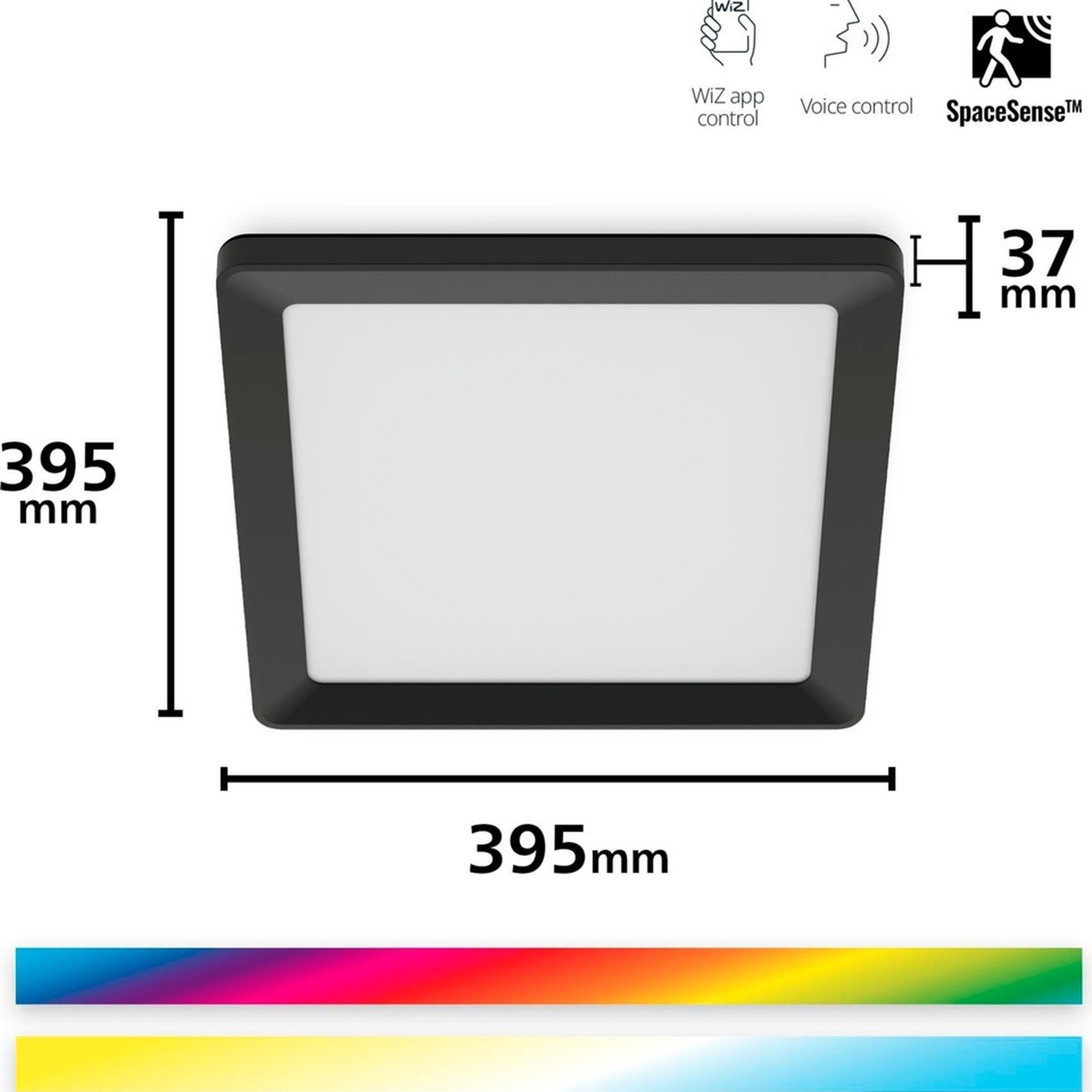 Wiz Siyah Akıllı Sıva Üstü Rgb Kare Panel Tavan Armatürü 17W