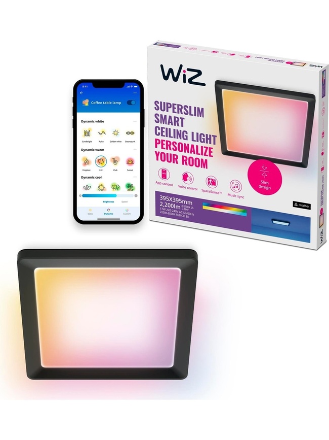 Wiz Siyah Akıllı Sıva Üstü Rgb Kare Panel Tavan Armatürü 17W