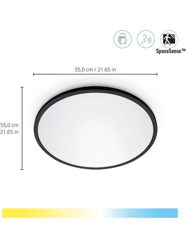  Wiz Superslim 32W Siyah Sıva Üstü Sarı-Beyaz Akıllı LED Yuvarlak Panel Tavan Armatürü