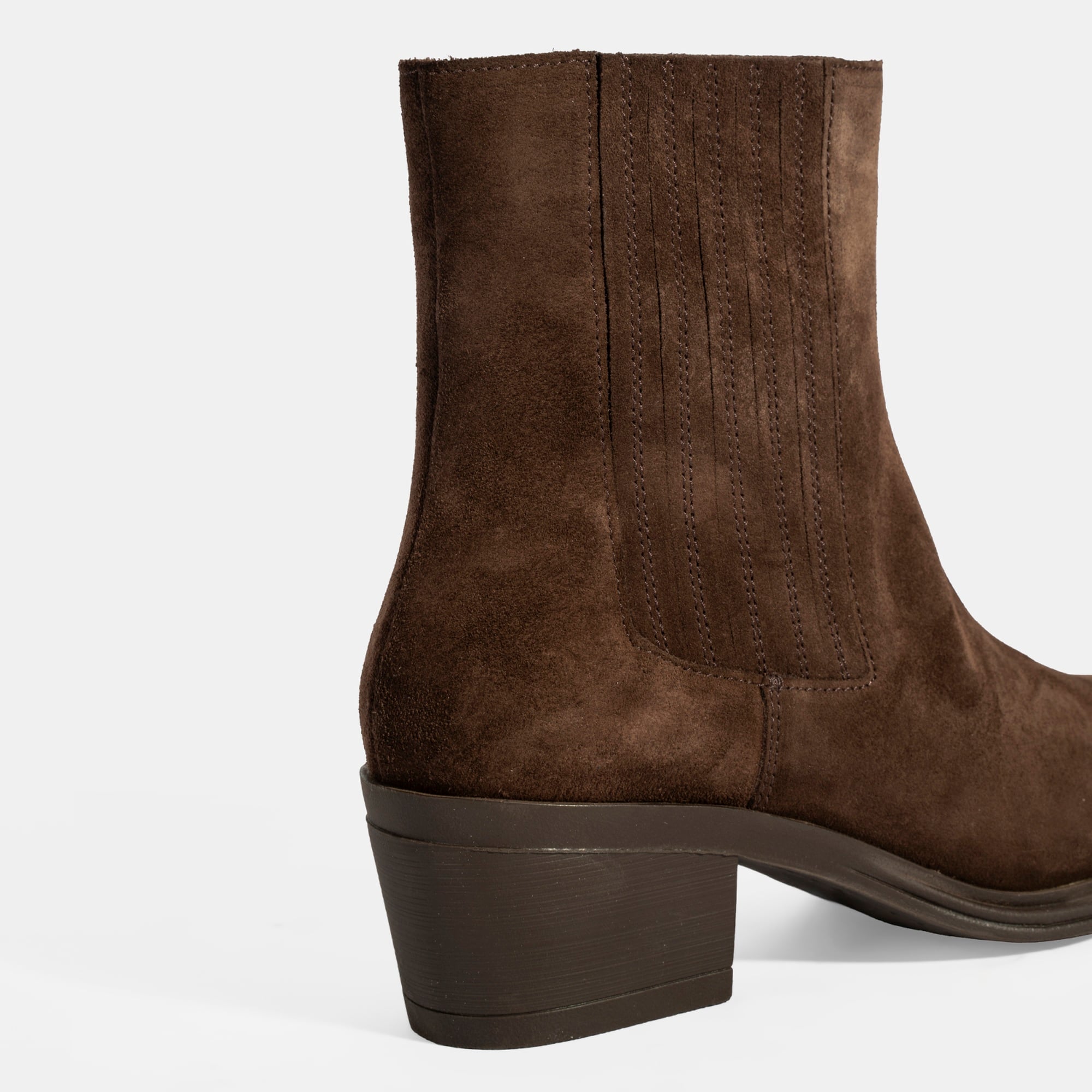 Kadın Kahve Kalın Topuklu Süet Bot