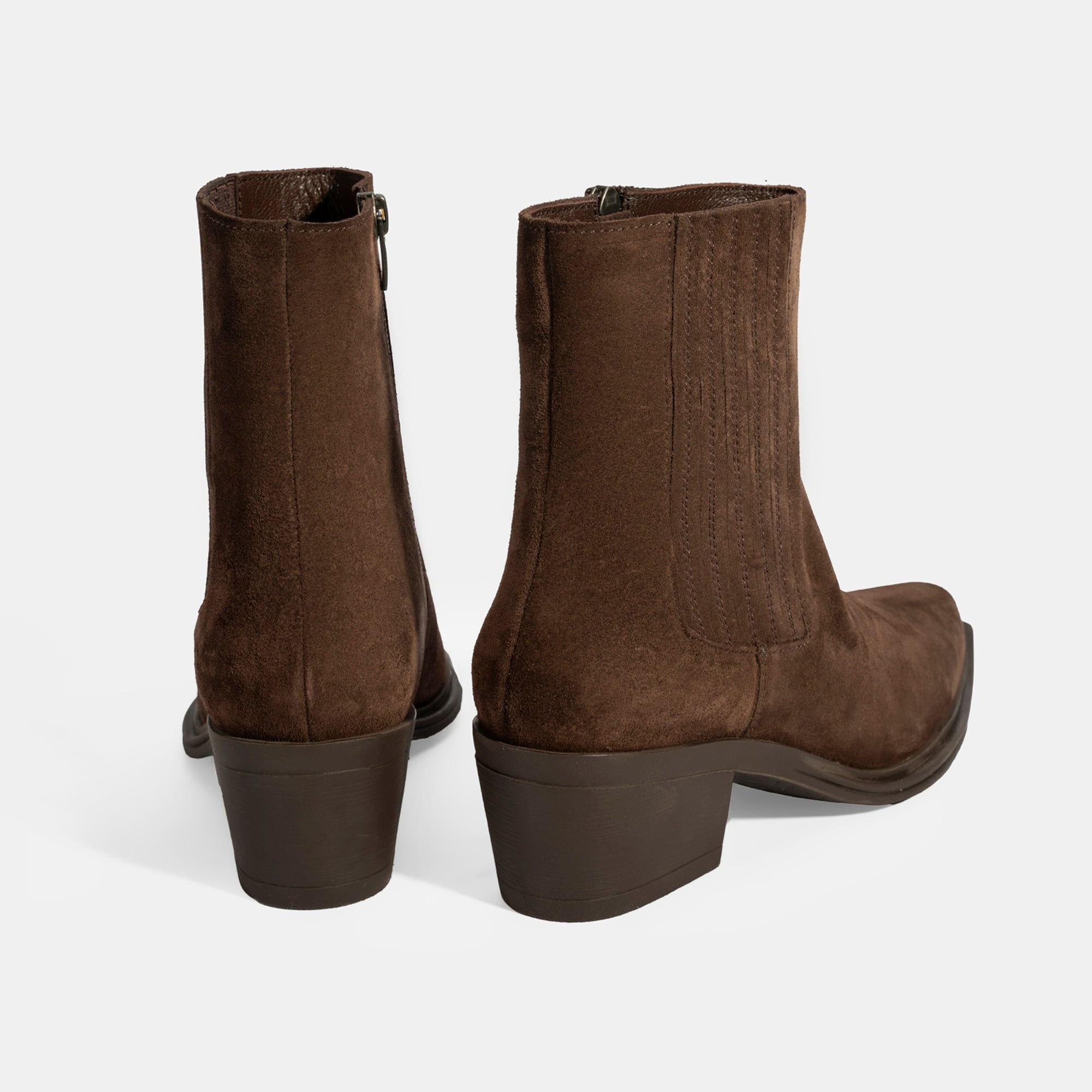 Kadın Kahve Kalın Topuklu Süet Bot