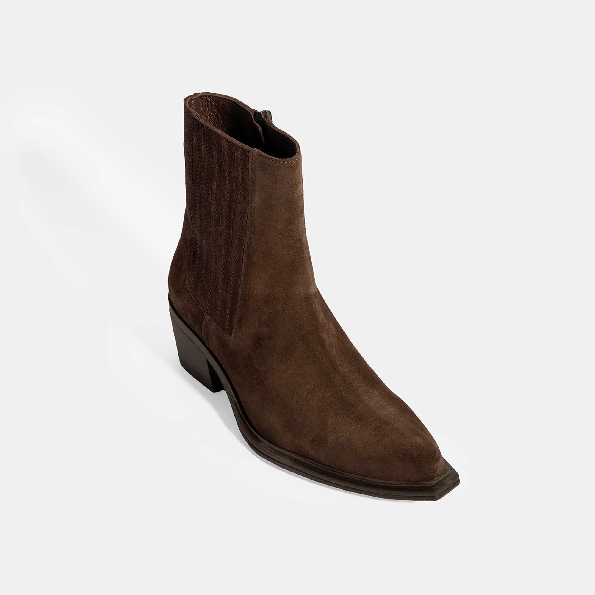 Kadın Kahve Kalın Topuklu Süet Bot