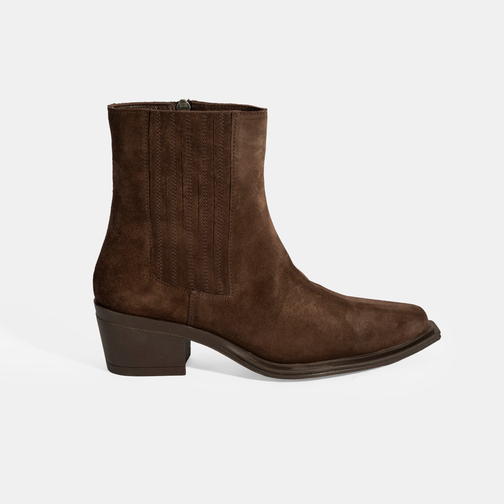 Kadın Kahve Kalın Topuklu Süet Bot