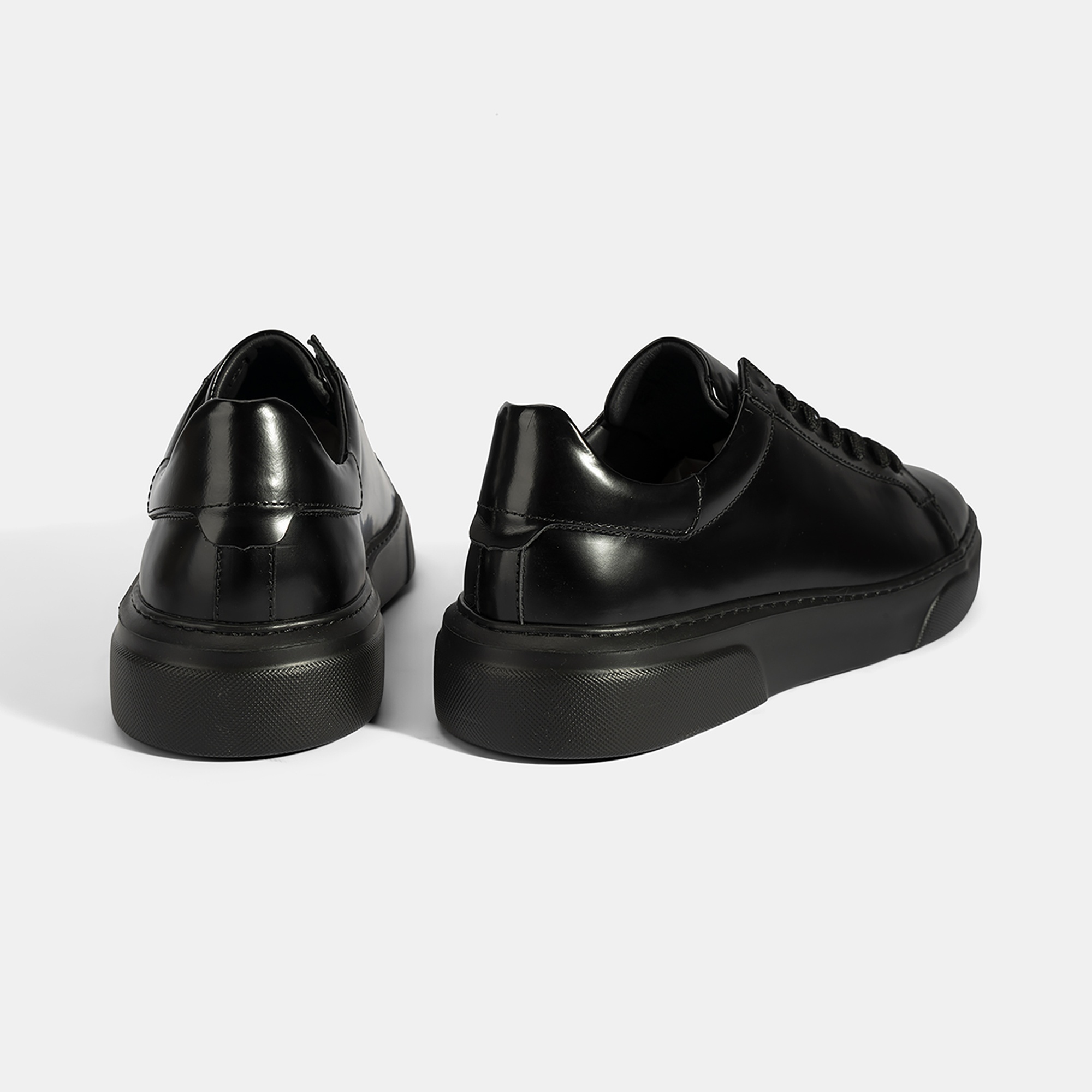 Erkek Siyah Bağcıklı Deri Günlük Ayakkabı